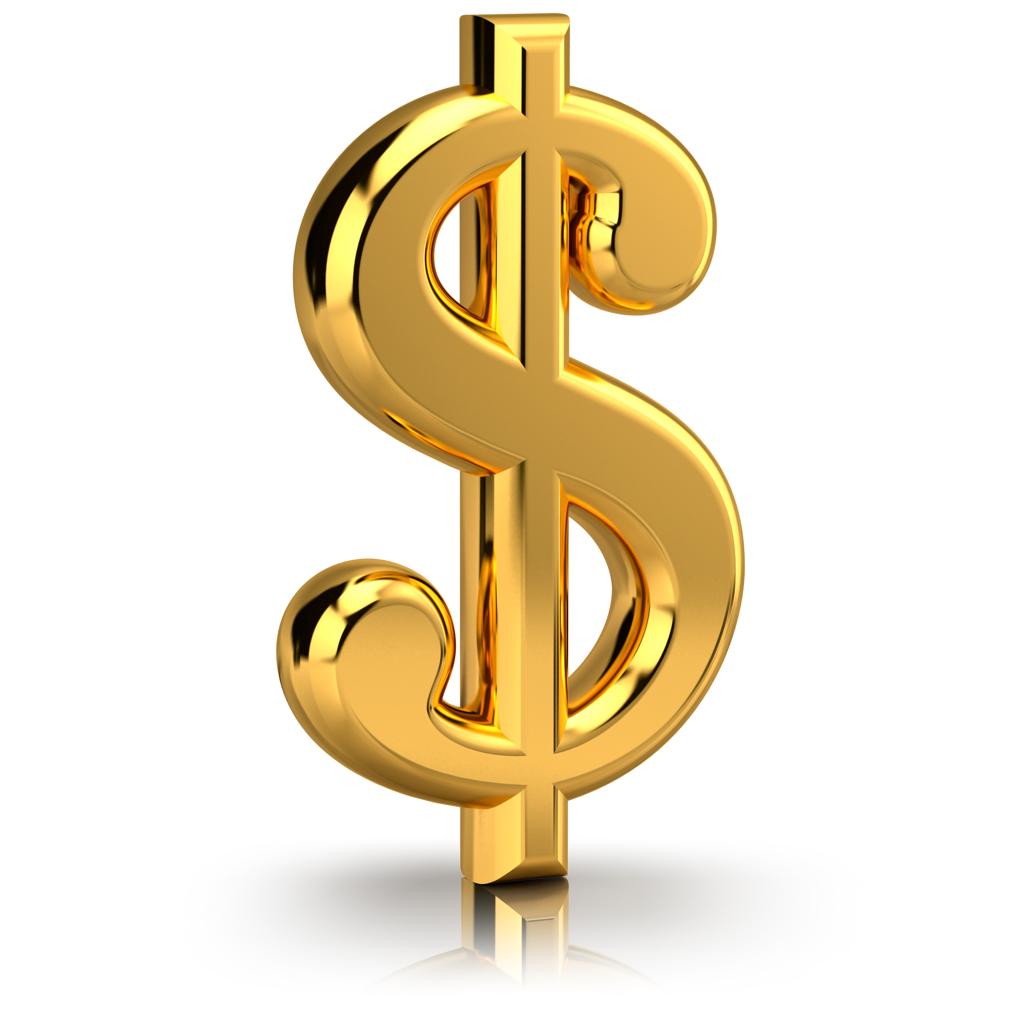 The dollar sign, symbolizing the financial activities, isolated on a white background